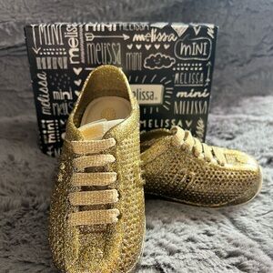 BRAND NEW!! Melissa Kids Gold Glitter Shoes